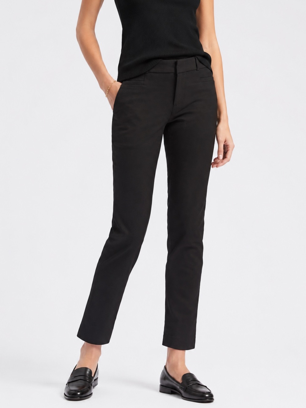 Banana Republic Sloan Slim Straight Crop Pants, Black, Size 6, Tailored Trousers